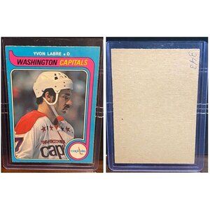 1979-80 OPC #343 YVON LABRE ERROR CARD BLANK BACK WASHINGTON CAPITALS HOCKEY NHL